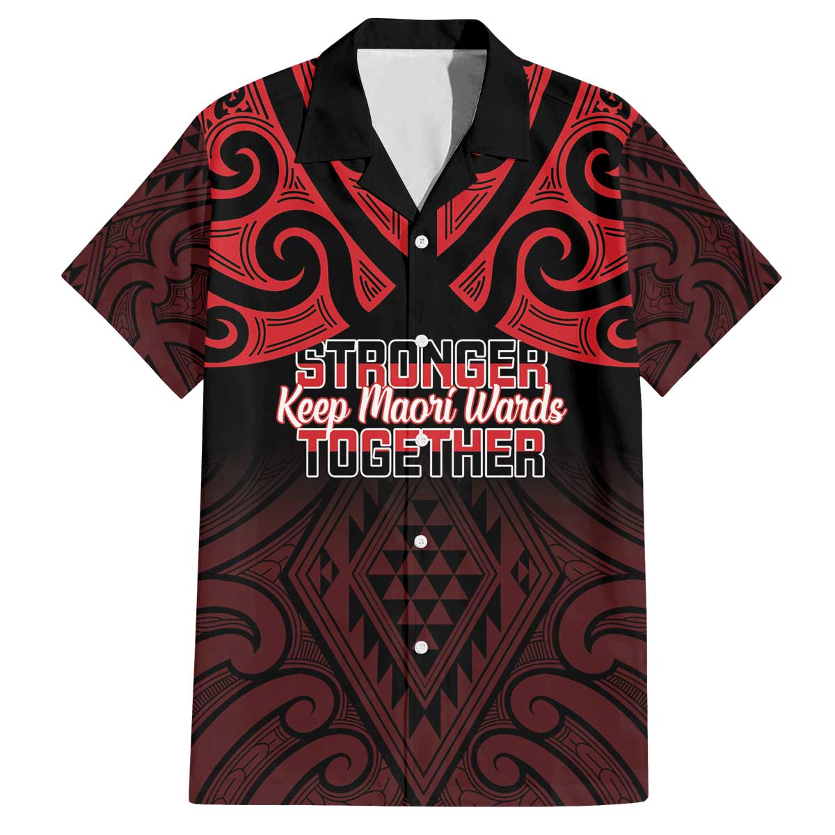 Personalised Keep Maori Wards New Zealand Family Matching Off The Shoulder Long Sleeve Dress and Hawaiian Shirt Stronger Together Aotearoa Taniko LT14 Dad's Shirt - Short Sleeve Black - Polynesian Pride