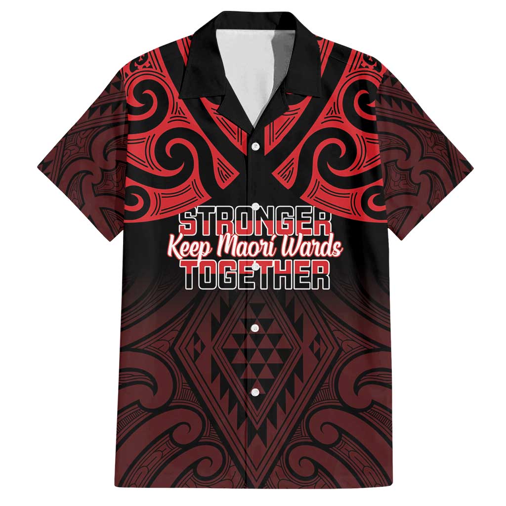 Personalised Keep Maori Wards New Zealand Family Matching Off Shoulder Short Dress and Hawaiian Shirt Stronger Together Aotearoa Taniko LT14 Dad's Shirt - Short Sleeve Black - Polynesian Pride