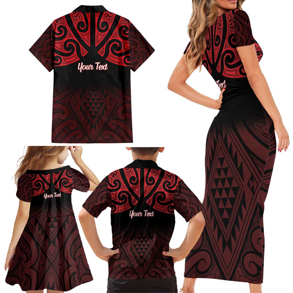 Personalised Keep Maori Wards New Zealand Family Matching Short Sleeve Bodycon Dress and Hawaiian Shirt Stronger Together Aotearoa Taniko LT14 - Polynesian Pride
