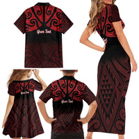 Personalised Keep Maori Wards New Zealand Family Matching Short Sleeve Bodycon Dress and Hawaiian Shirt Stronger Together Aotearoa Taniko LT14 - Polynesian Pride