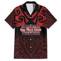 Personalised Keep Maori Wards New Zealand Family Matching Short Sleeve Bodycon Dress and Hawaiian Shirt Stronger Together Aotearoa Taniko LT14 Dad's Shirt - Short Sleeve Black - Polynesian Pride
