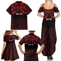Personalised Keep Maori Wards New Zealand Family Matching Summer Maxi Dress and Hawaiian Shirt Stronger Together Aotearoa Taniko LT14 - Polynesian Pride