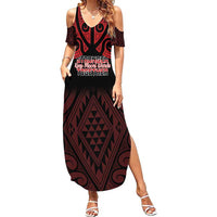 Personalised Keep Maori Wards New Zealand Family Matching Summer Maxi Dress and Hawaiian Shirt Stronger Together Aotearoa Taniko LT14 Mom's Dress Black - Polynesian Pride