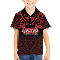 Personalised Keep Maori Wards New Zealand Family Matching Summer Maxi Dress and Hawaiian Shirt Stronger Together Aotearoa Taniko LT14 Son's Shirt Black - Polynesian Pride