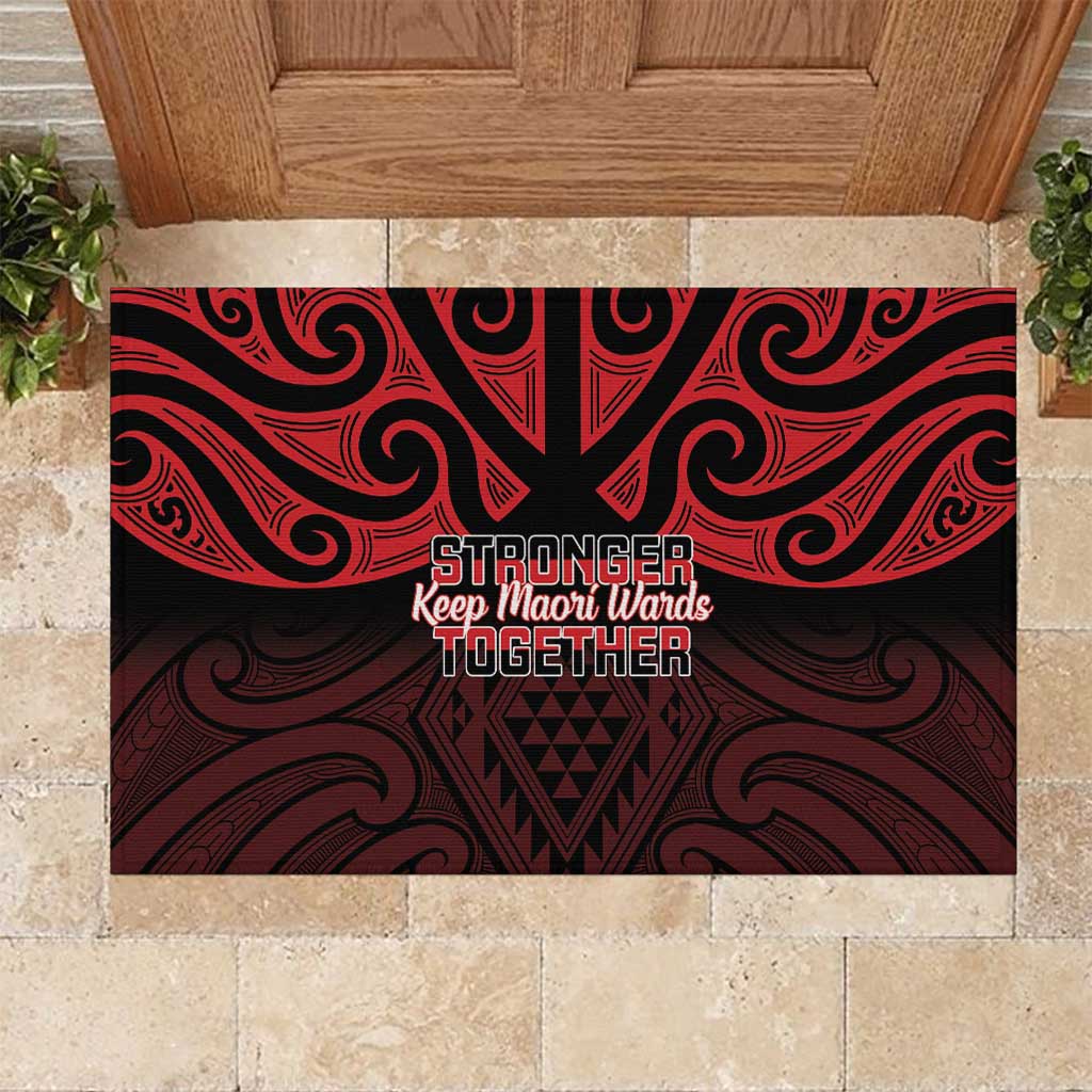 Keep Maori Wards New Zealand Rubber Doormat Stronger Together Aotearoa Taniko - Polynesian Pride