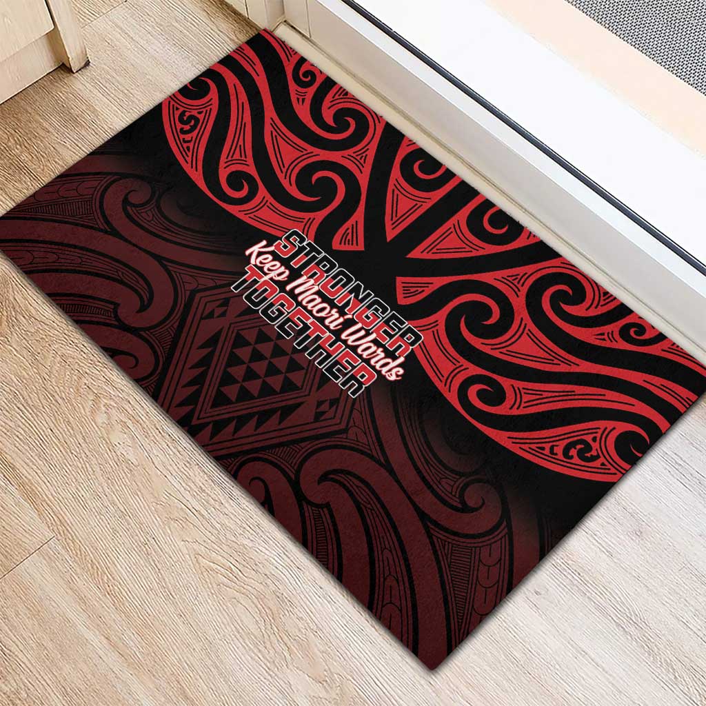 Keep Maori Wards New Zealand Rubber Doormat Stronger Together Aotearoa Taniko - Polynesian Pride