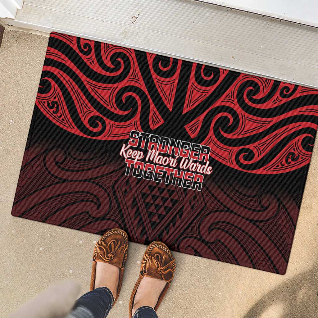 Keep Maori Wards New Zealand Rubber Doormat Stronger Together Aotearoa Taniko - Polynesian Pride