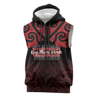 Personalised Keep Maori Wards New Zealand Sleeveless Zip Hoodie Stronger Together Aotearoa Taniko - Polynesian Pride