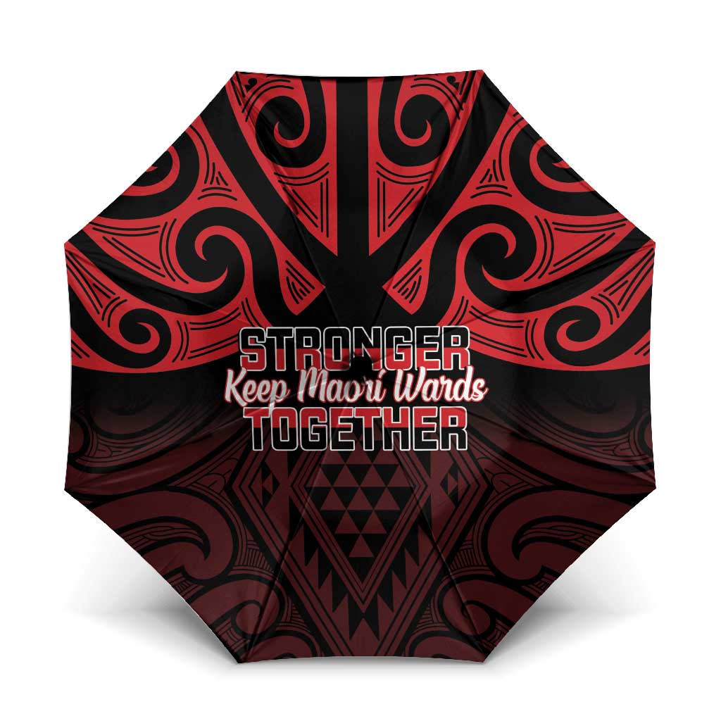 Keep Maori Wards New Zealand Umbrella Stronger Together Aotearoa Taniko LT14 One Size Folded 11.42 inch Opened Diameter 37.4 inch Black - Polynesian Pride