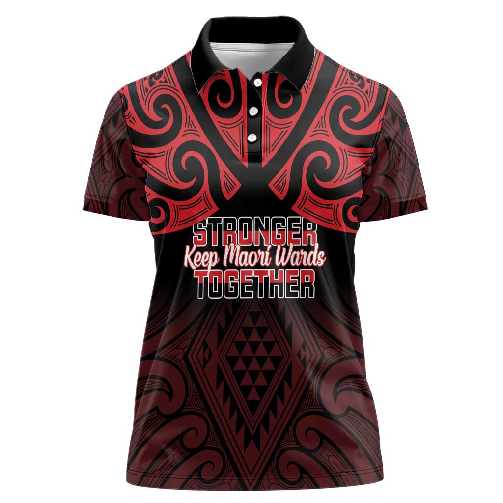 Personalised Keep Maori Wards New Zealand Women Polo Shirt Stronger Together Aotearoa Taniko - Polynesian Pride