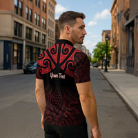 Personalised Keep Maori Wards New Zealand Zipper Polo Shirt Stronger Together Aotearoa Taniko - Polynesian Pride