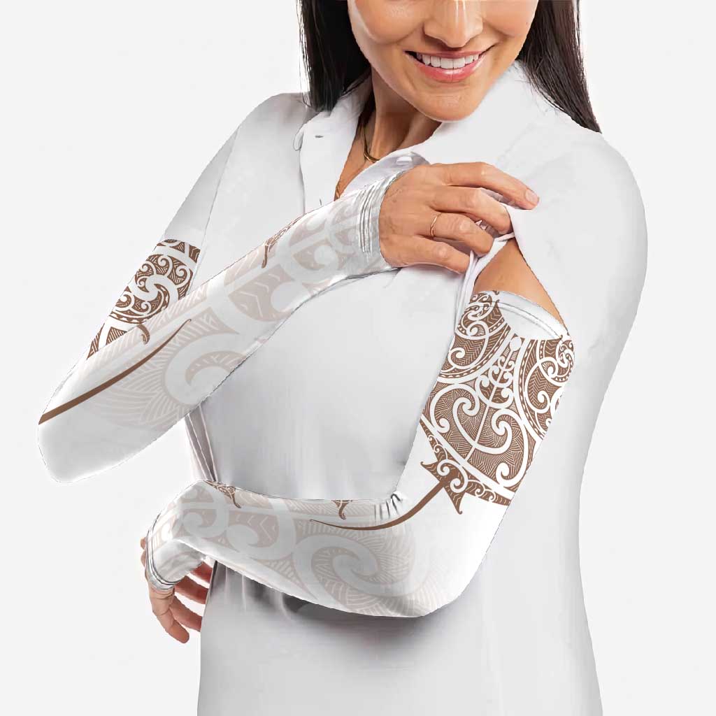 New Zealand Manta Ray Tattoo Arm Sleeves Aotearoa Maori Haehae Beige - Polynesian Pride