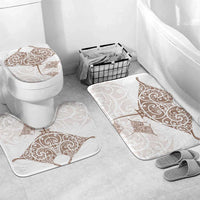 New Zealand Manta Ray Tattoo Bathroom Set Aotearoa Maori Haehae Beige LT14 Mat Set Only (3 pcs) One Size White - Polynesian Pride
