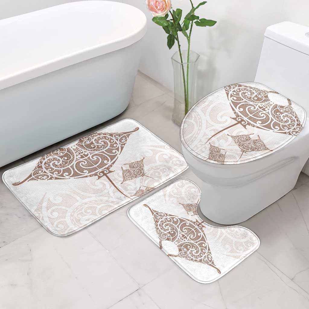 New Zealand Manta Ray Tattoo Bathroom Set Aotearoa Maori Haehae Beige LT14 - Polynesian Pride