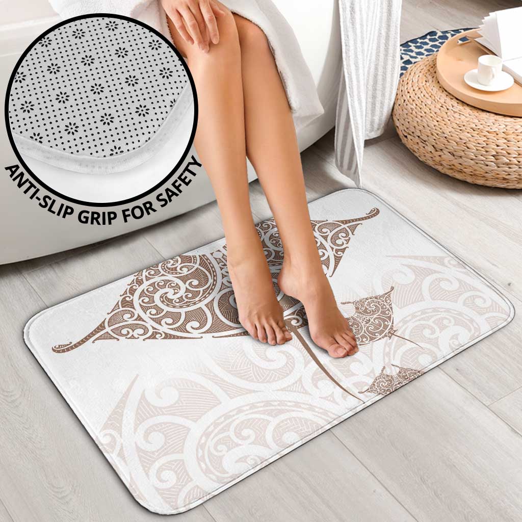 New Zealand Manta Ray Tattoo Bathroom Set Aotearoa Maori Haehae Beige LT14 - Polynesian Pride