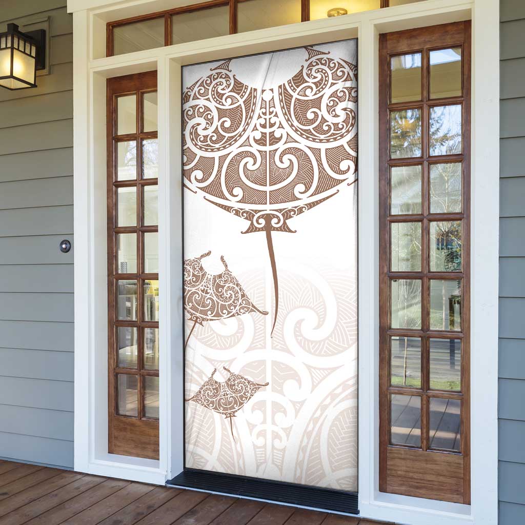 New Zealand Manta Ray Tattoo Door Cover Aotearoa Maori Haehae Beige - Polynesian Pride
