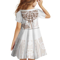 New Zealand Manta Ray Tattoo Family Matching Off Shoulder Maxi Dress and Hawaiian Shirt Aotearoa Maori Haehae Beige LT14 - Polynesian Pride