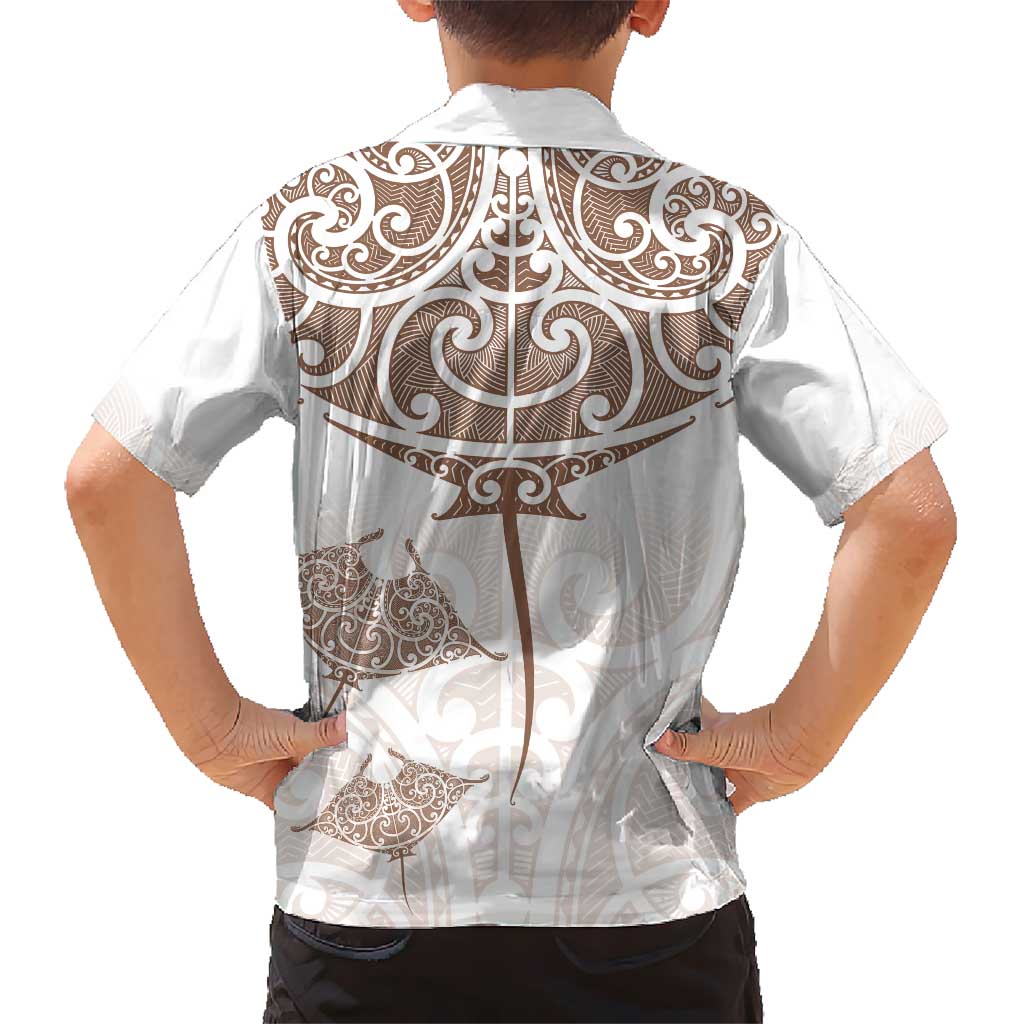 New Zealand Manta Ray Tattoo Hawaiian Shirt Aotearoa Maori Haehae Beige - Polynesian Pride