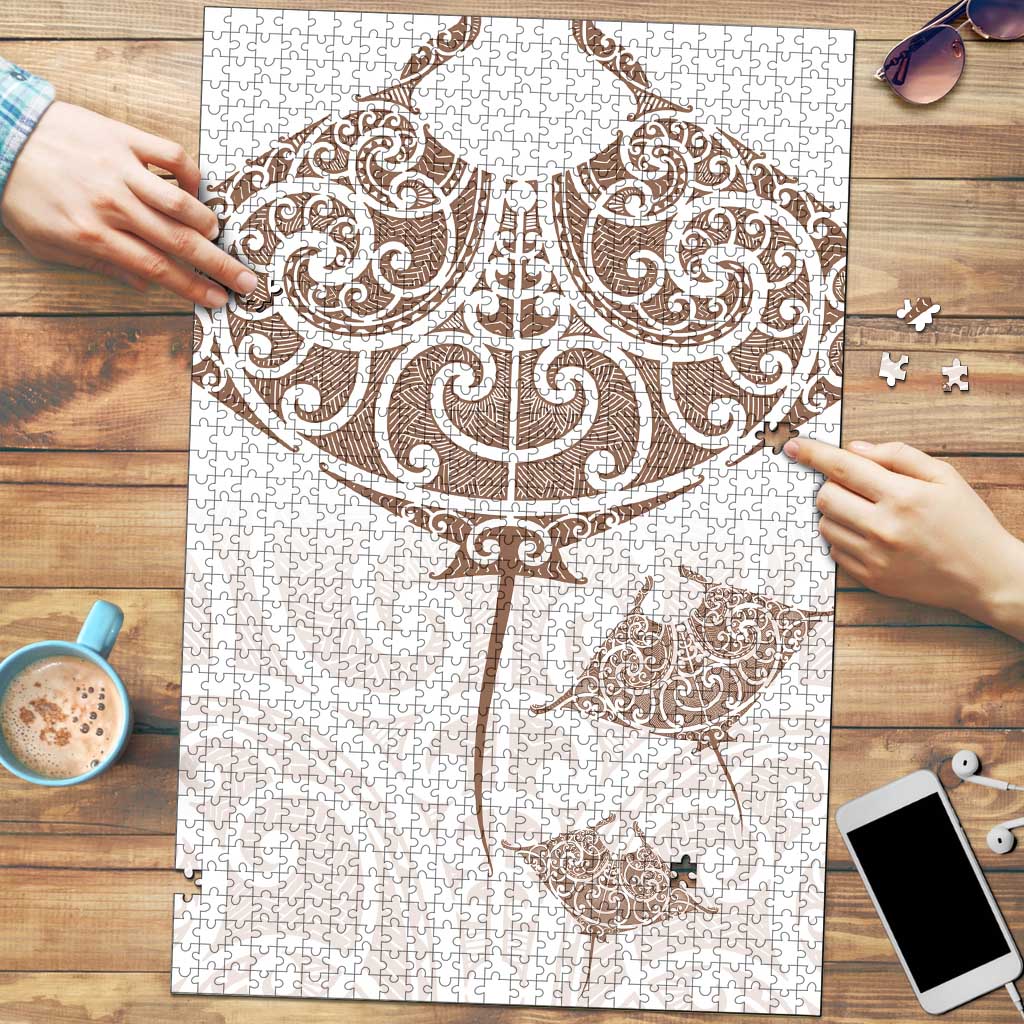 New Zealand Manta Ray Tattoo Puzzle Aotearoa Maori Haehae Beige - Polynesian Pride