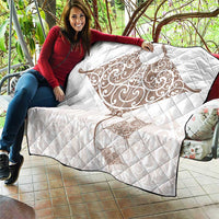 New Zealand Manta Ray Tattoo Quilt Aotearoa Maori Haehae Beige - Polynesian Pride