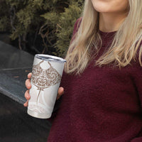 New Zealand Manta Ray Tattoo Tumbler Cup Aotearoa Maori Haehae Beige - Polynesian Pride