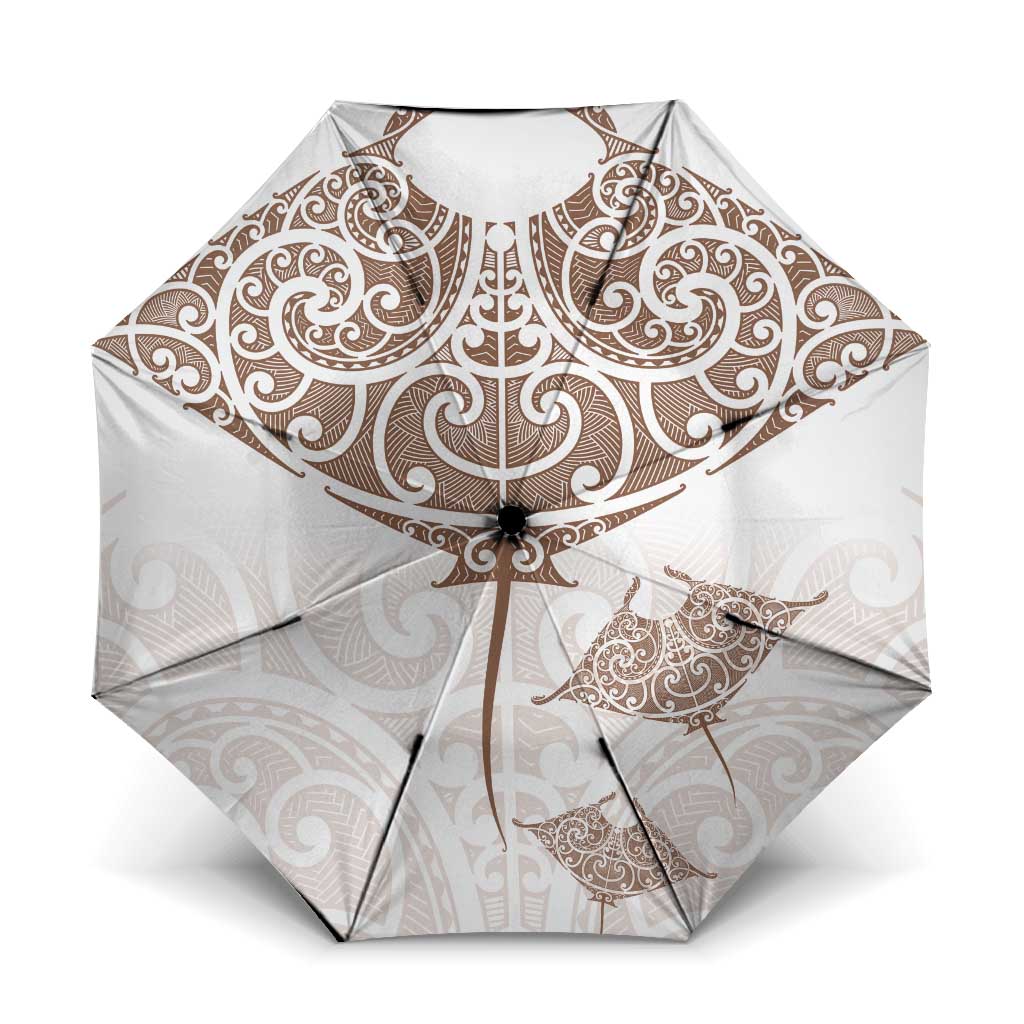 New Zealand Manta Ray Tattoo Umbrella Aotearoa Maori Haehae Beige - Polynesian Pride