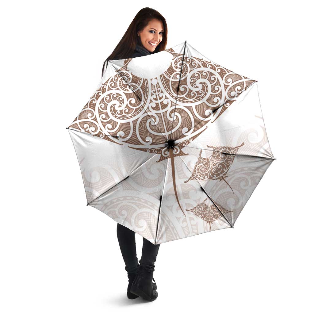 New Zealand Manta Ray Tattoo Umbrella Aotearoa Maori Haehae Beige - Polynesian Pride