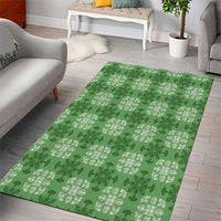 Green Hawaiian Quilt Area Rug Hawaii Pineapple Monstera Palaka Motifs LT14 - Polynesian Pride