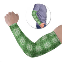 Green Hawaiian Quilt Arm Sleeves Hawaii Pineapple Monstera Palaka Motifs - Polynesian Pride