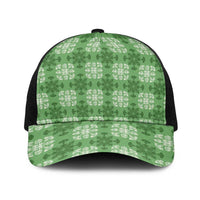 Green Hawaiian Quilt Baseball Net Cap Hawaii Pineapple Monstera Palaka Motifs - Polynesian Pride