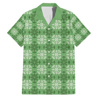 Green Hawaiian Quilt Family Matching Mermaid Dress and Hawaiian Shirt Hawaii Pineapple Monstera Palaka Motifs LT14 Dad's Shirt - Short Sleeve Green - Polynesian Pride