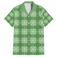 Green Hawaiian Quilt Family Matching Off Shoulder Maxi Dress and Hawaiian Shirt Hawaii Pineapple Monstera Palaka Motifs LT14 Dad's Shirt - Short Sleeve Green - Polynesian Pride
