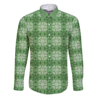 Green Hawaiian Quilt Family Matching Short Sleeve Bodycon Dress and Hawaiian Shirt Hawaii Pineapple Monstera Palaka Motifs LT14 Dad's Shirt - Long Sleeve Green - Polynesian Pride
