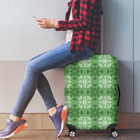 Green Hawaiian Quilt Luggage Cover Hawaii Pineapple Monstera Palaka Motifs - Polynesian Pride
