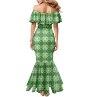 Green Hawaiian Quilt Mermaid Dress Hawaii Pineapple Monstera Palaka Motifs - Polynesian Pride