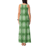 Green Hawaiian Quilt Tank Maxi Dress Hawaii Pineapple Monstera Palaka Motifs - Polynesian Pride