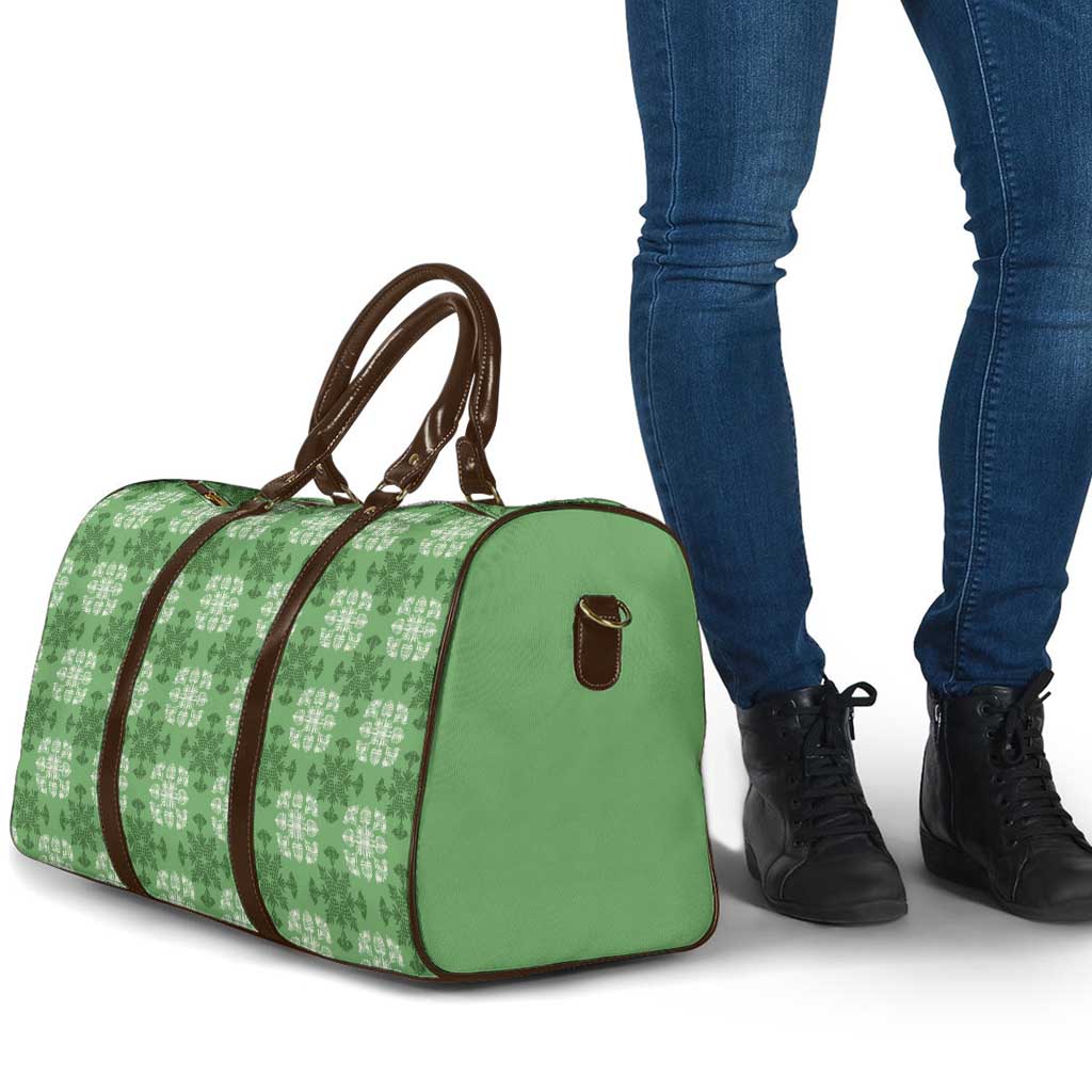 Green Hawaiian Quilt Travel Bag Hawaii Pineapple Monstera Palaka Motifs - Polynesian Pride
