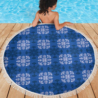 Royal Blue Hawaiian Quilt Beach Blanket Hawaii Pineapple Monstera Palaka Motifs LT14 - Polynesian Pride
