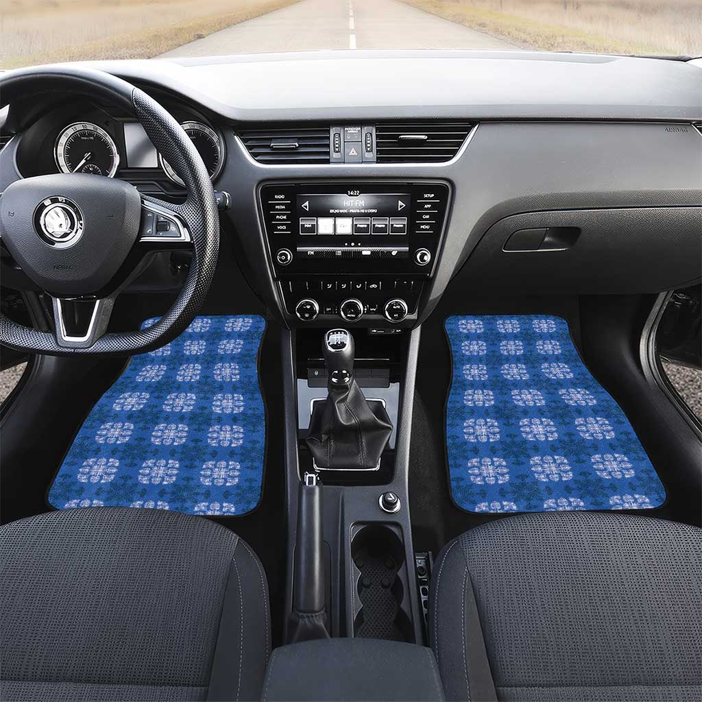 Royal Blue Hawaiian Quilt Car Mats Hawaii Pineapple Monstera Palaka Motifs - Polynesian Pride