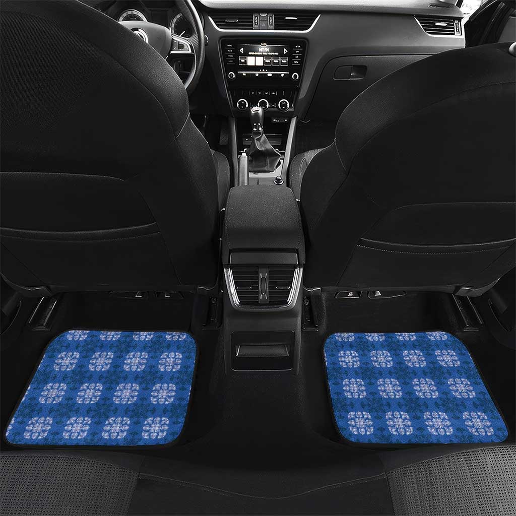 Royal Blue Hawaiian Quilt Car Mats Hawaii Pineapple Monstera Palaka Motifs - Polynesian Pride