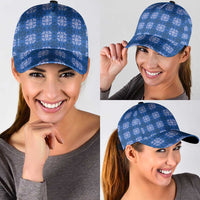 Royal Blue Hawaiian Quilt Classic Cap Hawaii Pineapple Monstera Palaka Motifs - Polynesian Pride