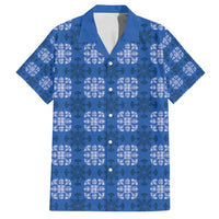 Royal Blue Hawaiian Quilt Family Matching Long Sleeve Bodycon Dress and Hawaiian Shirt Hawaii Pineapple Monstera Palaka Motifs LT14 Dad's Shirt - Short Sleeve Royal Blue - Polynesian Pride