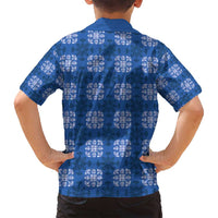 Royal Blue Hawaiian Quilt Family Matching Summer Maxi Dress and Hawaiian Shirt Hawaii Pineapple Monstera Palaka Motifs LT14 - Polynesian Pride