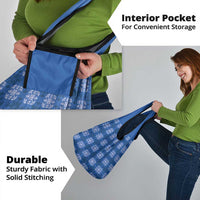 Royal Blue Hawaiian Quilt Grocery Bag Hawaii Pineapple Monstera Palaka Motifs - Polynesian Pride