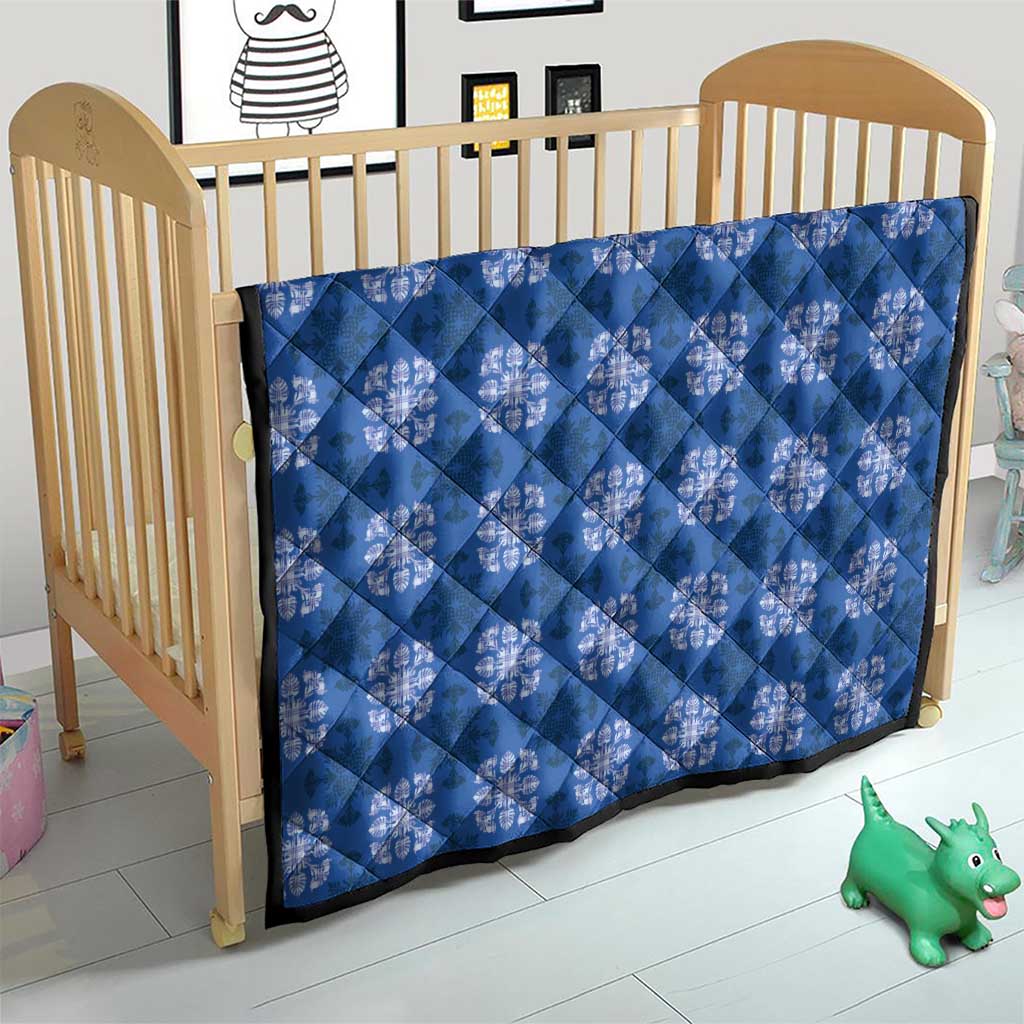 Royal Blue Hawaiian Quilt Quilt Hawaii Pineapple Monstera Palaka Motifs - Polynesian Pride