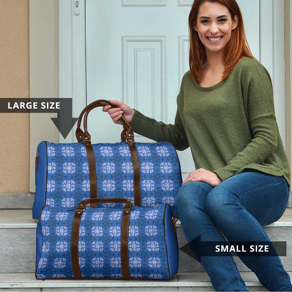 Royal Blue Hawaiian Quilt Travel Bag Hawaii Pineapple Monstera Palaka Motifs - Polynesian Pride