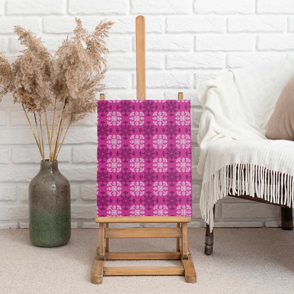 Pink Hawaiian Quilt Canvas Wall Art Hawaii Pineapple Monstera Palaka Motifs - Polynesian Pride