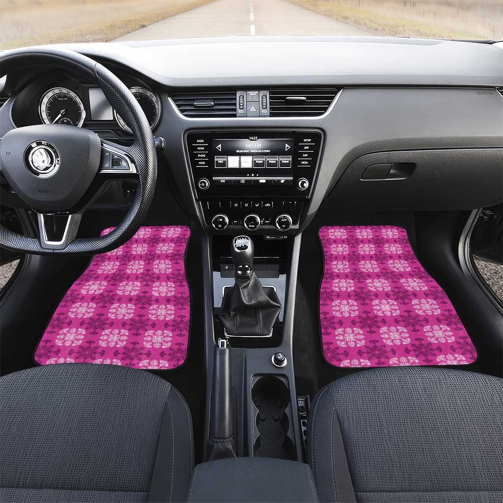 Pink Hawaiian Quilt Car Mats Hawaii Pineapple Monstera Palaka Motifs - Polynesian Pride