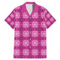 Pink Hawaiian Quilt Family Matching Mermaid Dress and Hawaiian Shirt Hawaii Pineapple Monstera Palaka Motifs LT14 Dad's Shirt - Short Sleeve Pink - Polynesian Pride