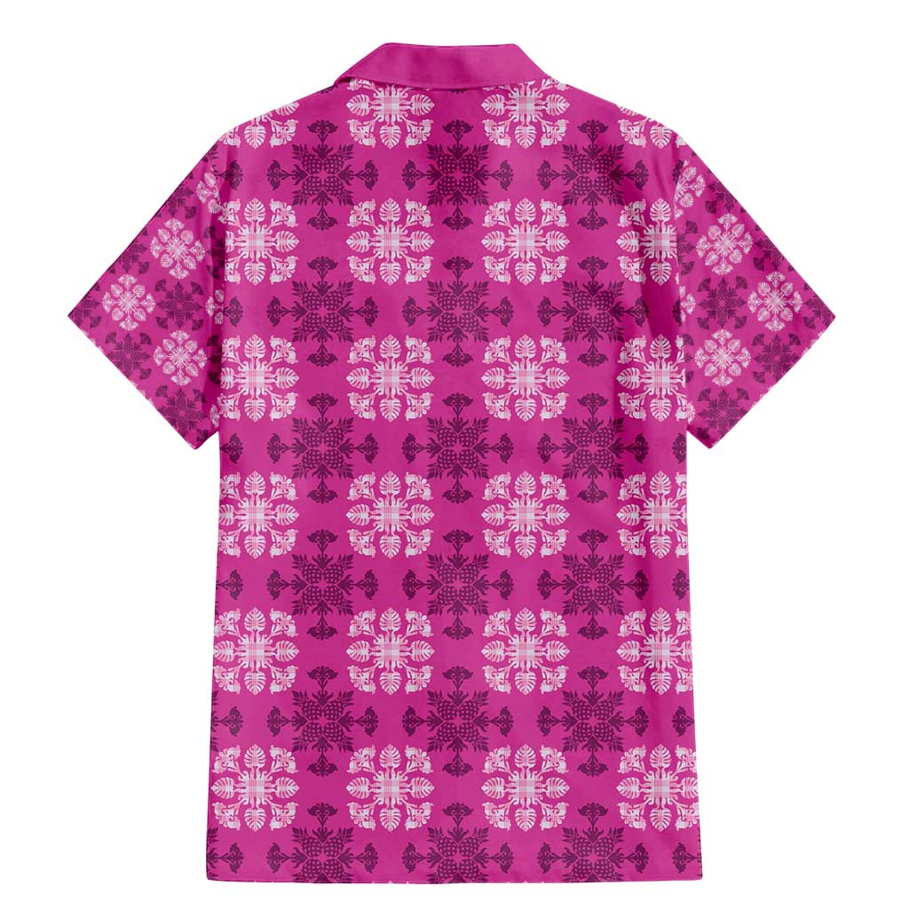 Pink Hawaiian Quilt Family Matching Mermaid Dress and Hawaiian Shirt Hawaii Pineapple Monstera Palaka Motifs LT14 - Polynesian Pride